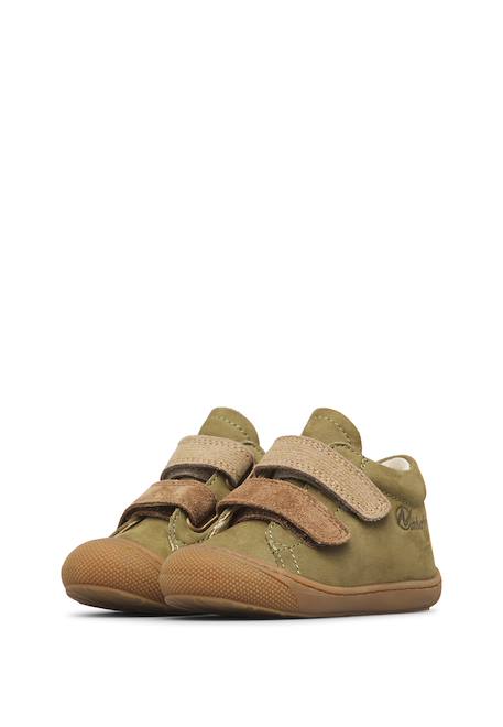 Chaussures premiers pas bébé garçon en cuir corkel à scratch Kaki-beige 5 - vertbaudet enfant 