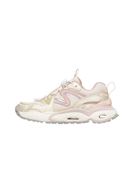 Baskets fille en simili cuir et tissu flyner Blanc-platine-rose 3 - vertbaudet enfant 