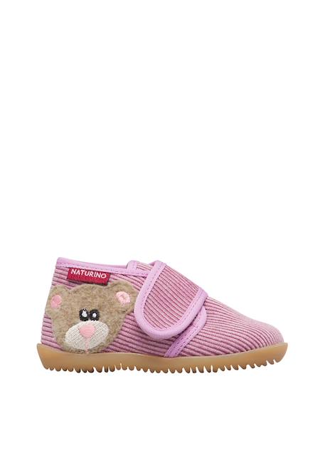 Chaussons bébé en tissu carillon, avec patch ours Céleste-beige+Rose-beige 6 - vertbaudet enfant 