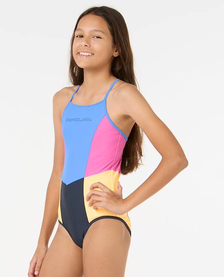 Maillot de bain une pièce block party fille Bleu marine 2 - vertbaudet enfant 