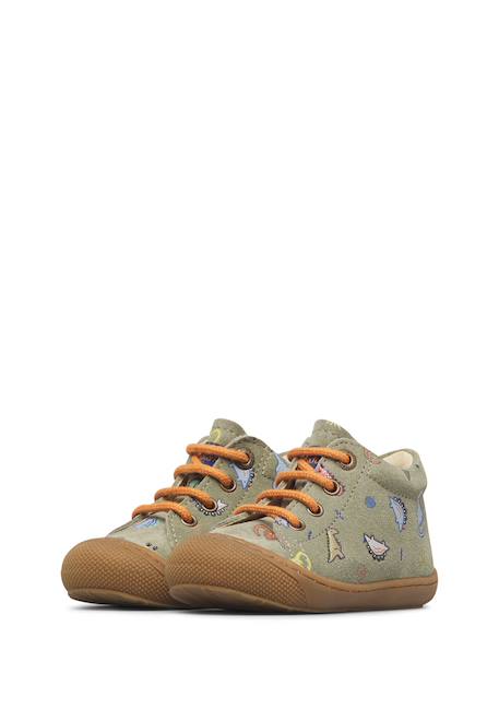 Chaussures premiers pas bébé garçon en daim cocoon Gris tourterelle-vert+Vert-orange 10 - vertbaudet enfant 