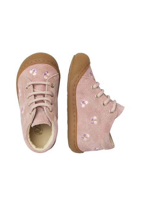 Chaussures premiers pas bébé fille en daim cocoon, broderies papillons Rose-marron 4 - vertbaudet enfant 