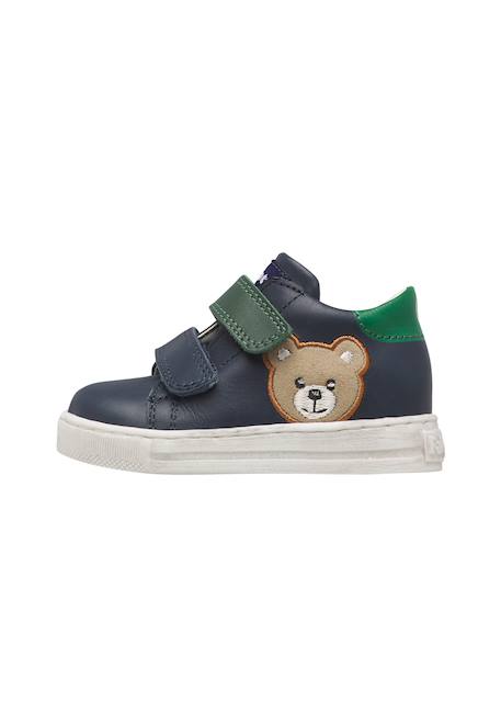 Baskets bébé en cuir geordi 3 à scratch Bleu-vert+Rose poudré-blanc 3 - vertbaudet enfant 