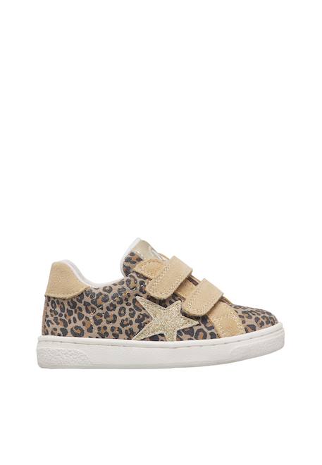 Baskets bébé fille en daim imprimé léopard pinn à scratch Beige-marron 1 - vertbaudet enfant 