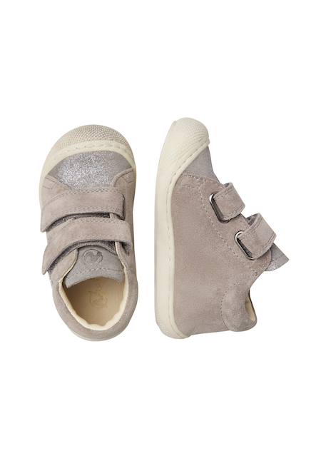 Chaussures premiers pas bébé fille en cuir et daim kolde à scratch Gris-argent 4 - vertbaudet enfant 