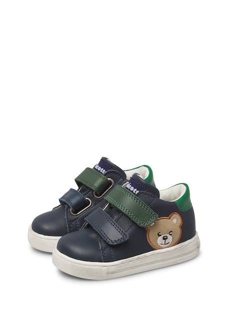 Baskets bébé en cuir geordi 3 à scratch Bleu-vert+Rose poudré-blanc 5 - vertbaudet enfant 