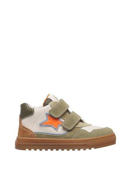 Baskets montantes enfant en cuir et daim hess high 3 à scratch Blanc-beige-rose poudré+Blanc-rose-rose poudré+Kaki-blanc-brun+Marine-bleu 11 - vertbaudet enfant 