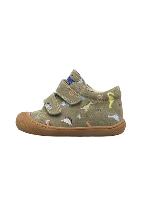Chaussures premiers pas bébé garçon en daim cocoon à scratch Gris tourterelle-marron+Vert olive-marron 8 - vertbaudet enfant 