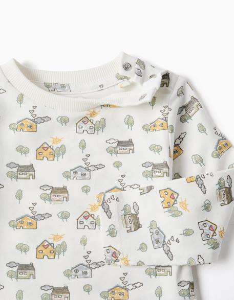 Body à manches longues avec motif maison et arbre Blanc 3 - vertbaudet enfant 