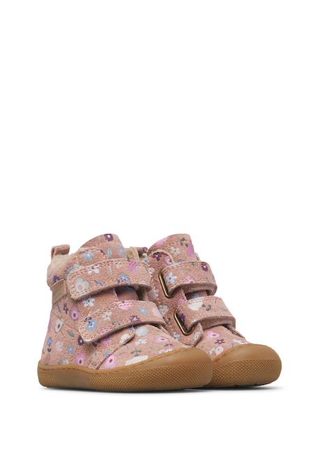 Bottes barefoot bébé fille en daim wigghi à scratch Rose-magnolia+Sauge-rose 2 - vertbaudet enfant 