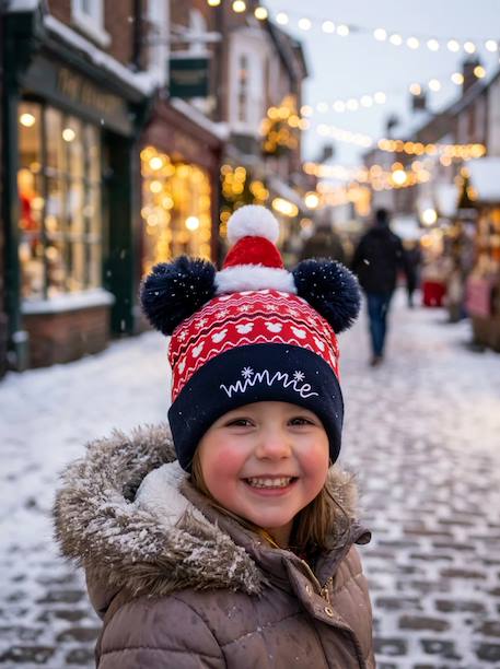 Bonnet minnie mouse enfant gamme noël en maille chaude extensible, taille unique Rose 2 - vertbaudet enfant 