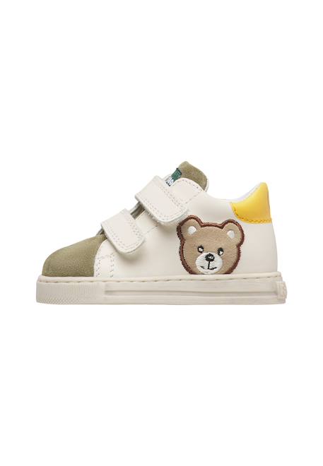 Baskets bébé garçon en cuir et daim geordi 3 à scratch Blanc-vert 3 - vertbaudet enfant 