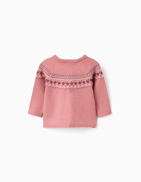 Gilet en maille avec motif jacquard Rose 2 - vertbaudet enfant 