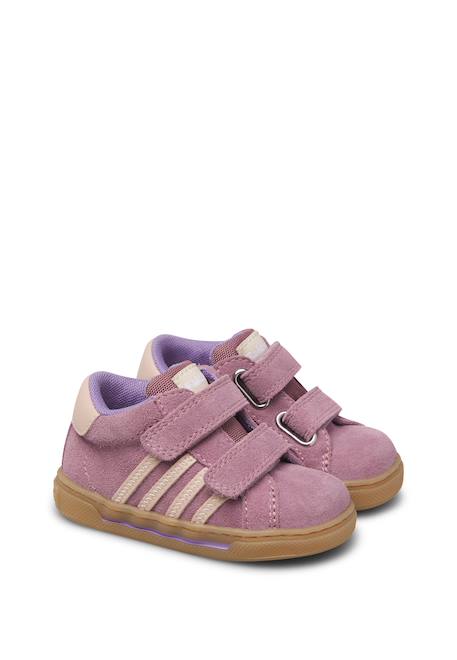 Baskets bébé fille en cuir et daim truby à scratch Lilas-rose 2 - vertbaudet enfant 