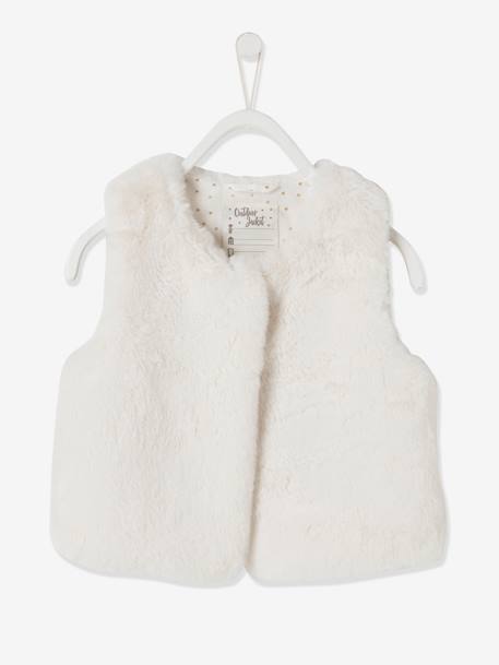 Gilet sans manches fille fausse fourrure BLANC CLAIR UNI+marron imprimé 7 - vertbaudet enfant 