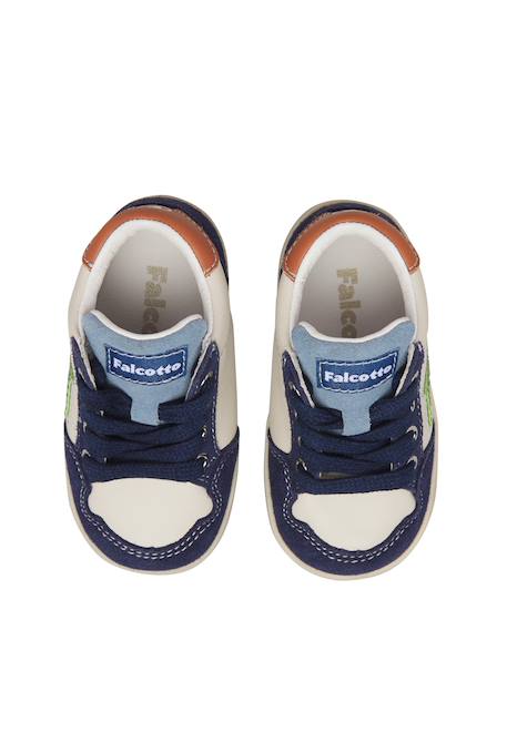 Baskets montantes garçon en cuir et daim alnoite high 2 Blanc-bleu 4 - vertbaudet enfant 