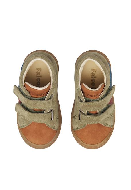 Baskets bébé garçon en cuir et daim gazer à scratch Marron-anthracite+Marron-vert 9 - vertbaudet enfant 