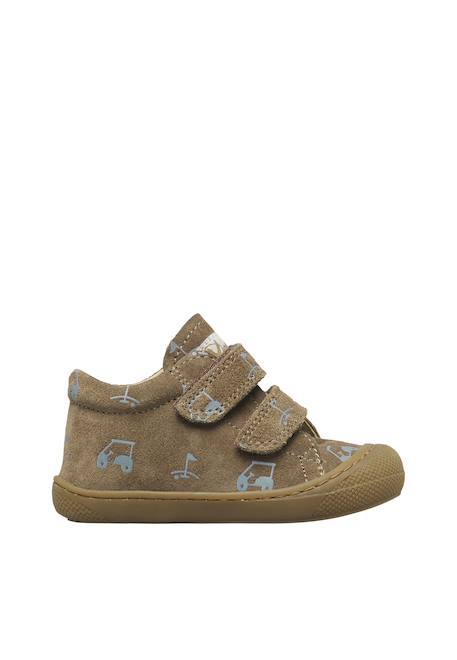 Chaussures premiers pas bébé garçon en daim cocoon à scratch Marron-vert olive 1 - vertbaudet enfant 