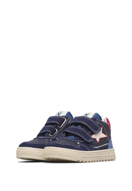 Baskets montantes enfant en cuir et daim hess high 3 à scratch Blanc-beige-rose poudré+Blanc-rose-rose poudré+Kaki-blanc-brun+Marine-bleu 20 - vertbaudet enfant 
