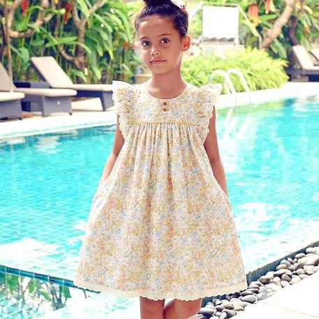 T-shirt blanc fille à col claudine fille et manches longues fille | sophia Blanc or 1 - vertbaudet enfant 