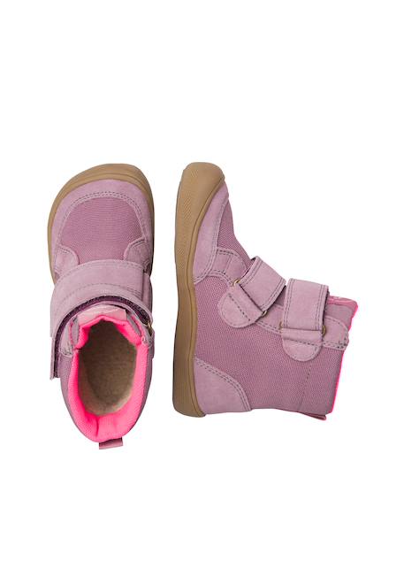 Bottines barefoot enfant en daim et tissu koddas à scratch, imperméables Kaki-marron+Rose-magnolia 9 - vertbaudet enfant 