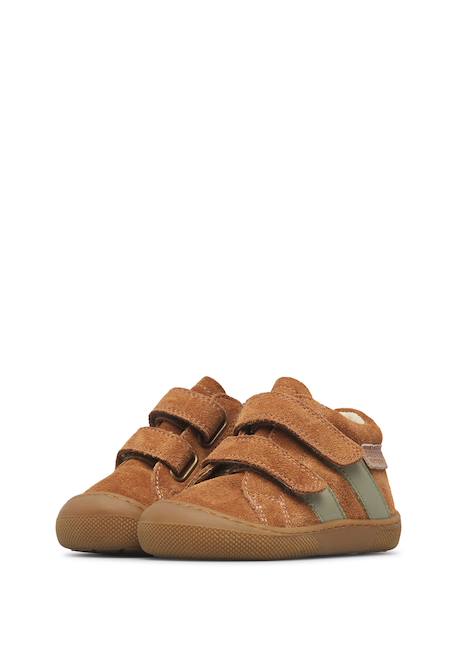 Chaussures barefoot bébé en cuir et daim sabby à scratch Bleu-orange+Cognac-gris foncé+Marron clair+Marron-vert olive 20 - vertbaudet enfant 