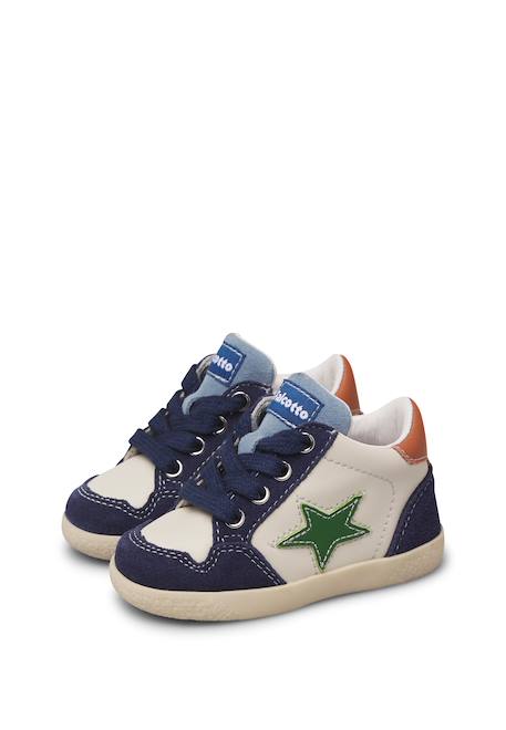 Baskets montantes bébé garçon en cuir et daim alnoite high 2 Blanc-bleu 5 - vertbaudet enfant 