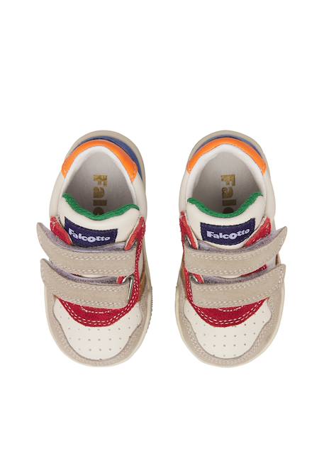 Baskets garçon en cuir et daim klip 4 à scratch Gris tourterelle-bleu+Marine-citrouille 4 - vertbaudet enfant 