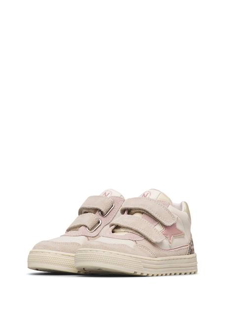 Baskets montantes bébé en cuir et daim hess high 3 à scratch Blanc-beige-rose poudré+Blanc-rose-rose poudré+Kaki-blanc-brun+Marine-bleu 5 - vertbaudet enfant 