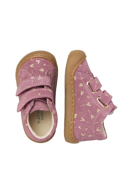 Chaussures barefoot fille en cuir et daim amur à scratch Magnolia-platine+Marron clair-platine 4 - vertbaudet enfant 