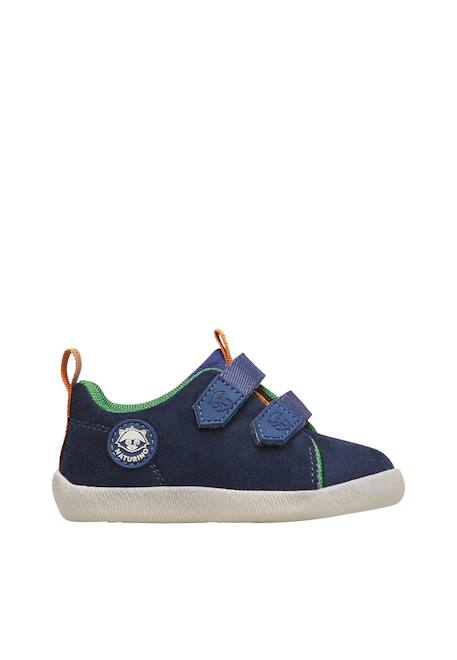 Baskets bébé en simili cuir et tissu yompy à scratch Beige-rose+Marine-vert 6 - vertbaudet enfant 