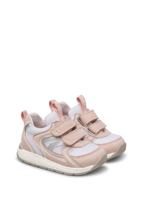 Baskets bébé fille en simili cuir et tissu sulko à scratch Argent-rose 2 - vertbaudet enfant 