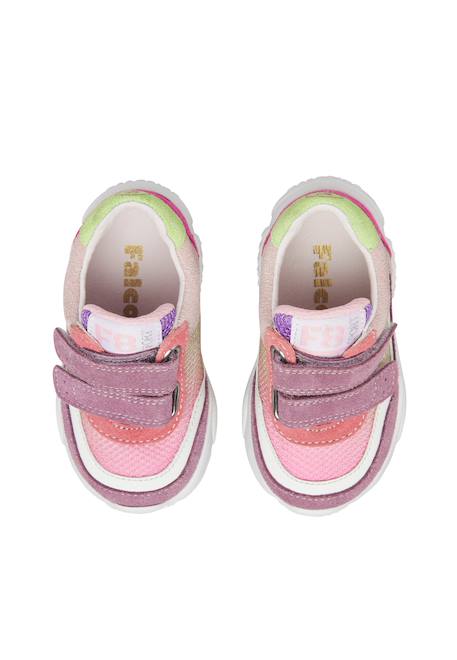 Baskets enfant en daim et tissu amantea 2 à scratch Bleu ciel-vert+Rose-vert 9 - vertbaudet enfant 