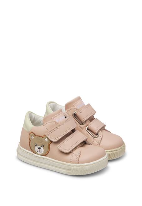 Baskets bébé en cuir geordi 3 à scratch Bleu-vert+Rose poudré-blanc 7 - vertbaudet enfant 