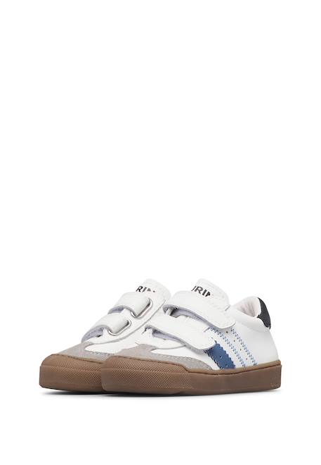 Baskets bébé en cuir et daim riby à scratch Blanc-gris-bleu+Blanc-gris-rose poudré 5 - vertbaudet enfant 