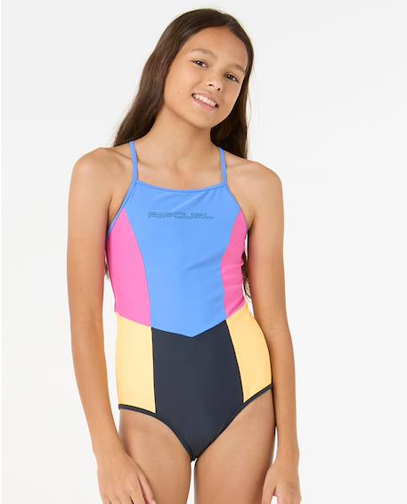 Maillot de bain une pièce block party fille Bleu marine 1 - vertbaudet enfant 