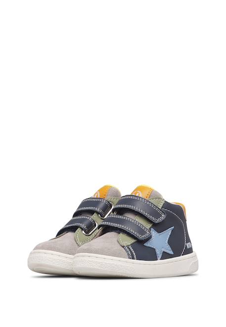 Baskets montantes garçon en cuir et daim pinn high à scratch Gris-bleu-vert olive 5 - vertbaudet enfant 