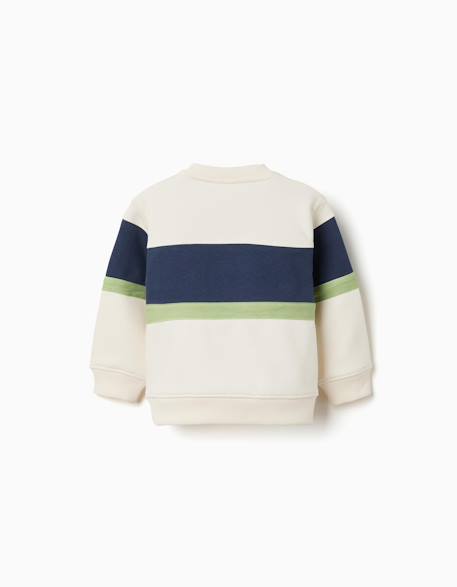 Sweat en coton peigné à blocs de couleur Blanc 2 - vertbaudet enfant 