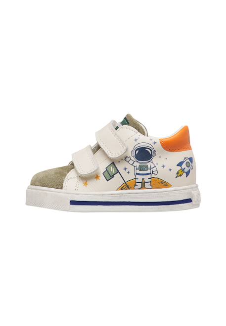 Baskets bébé garçon en cuir et daim jalip à scratch Blanc-gris+Blanc-vert 8 - vertbaudet enfant 