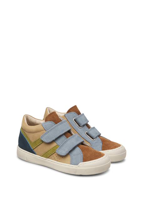 Baskets bébé garçon en cuir et daim carist à scratch Bleu-marron 2 - vertbaudet enfant 