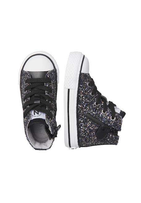 Baskets montantes bébé fille en tissu pailleté ylfas Noir-argent 4 - vertbaudet enfant 