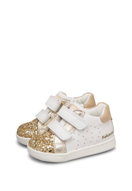 Baskets bébé fille en cuir et tissu kiner à scratch Blanc-platine 5 - vertbaudet enfant 
