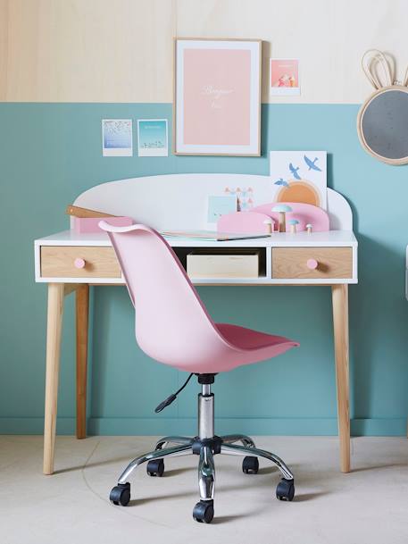 Chaise de bureau à roulettes enfant en velours Couleur bleu/vert Vertbaudet