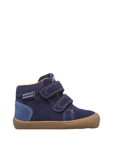 Bottines barefoot garçon en daim spinni à scratch, imperméables Gris tourterelle-marron clair+Marine-bleu 6 - vertbaudet enfant 