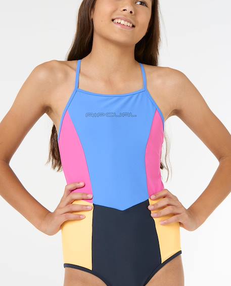 Maillot de bain une pièce block party fille Bleu marine 6 - vertbaudet enfant 