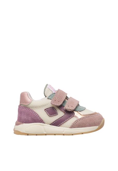 Baskets fille en cuir et tissu noralis à scratch Rose-violet 1 - vertbaudet enfant 