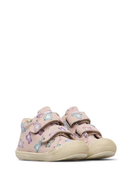 Chaussures premiers pas bébé fille en daim cocoon à scratch Rose poudré-céleste 2 - vertbaudet enfant 