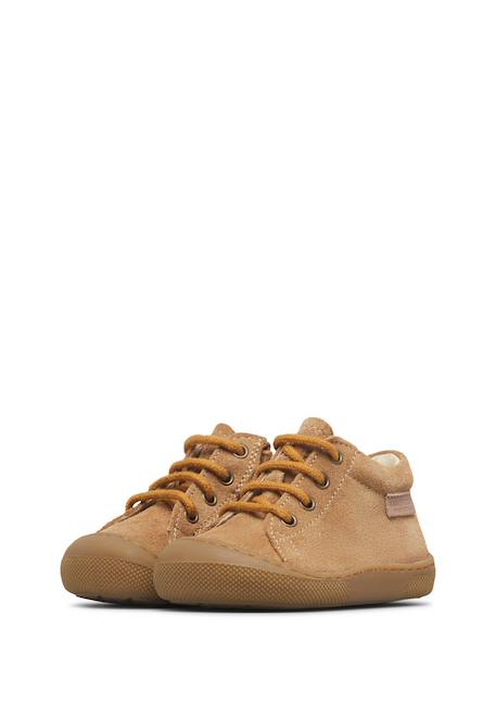 Chaussures premiers pas barefoot bébé garçon en daim amur à zip Marron-jaune ocre 5 - vertbaudet enfant 