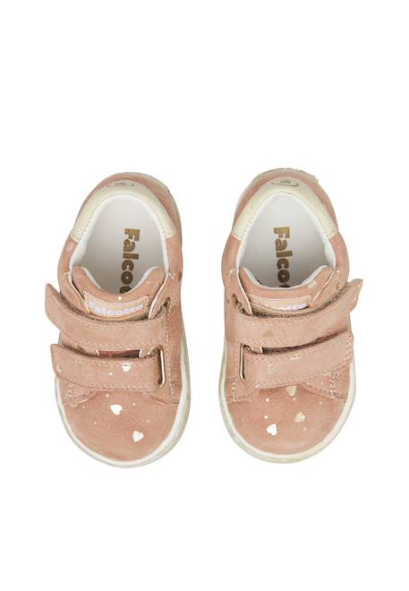 Baskets bébé fille en daim wompa à scratch Rose poudré-blanc 4 - vertbaudet enfant 