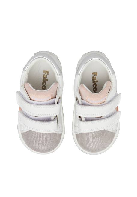 Baskets bébé fille en cuir et daim salazar 3 à scratch Blanc-argenté 4 - vertbaudet enfant 